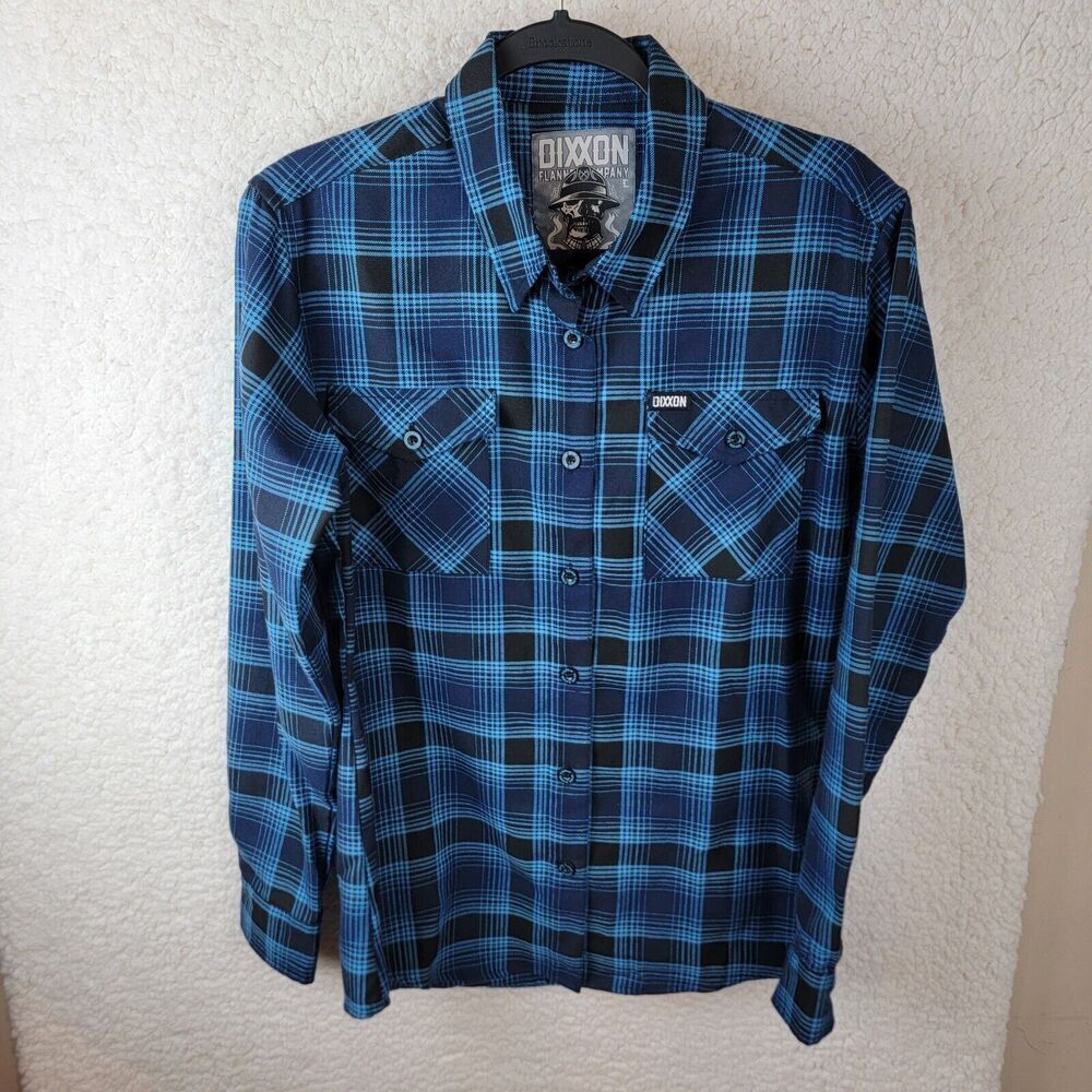 Dixxon The Conrad Flannel Shirt Womens Large Blue Plaid Long Sleeve Western